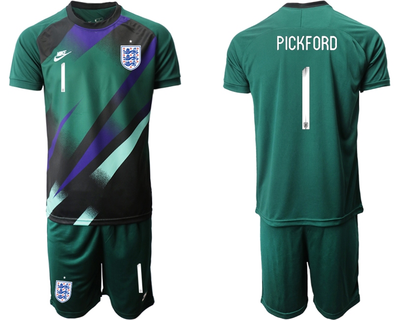 Men 2021 European Cup England green goalkeeper #1 Soccer Jersey->england jersey->Soccer Country Jersey